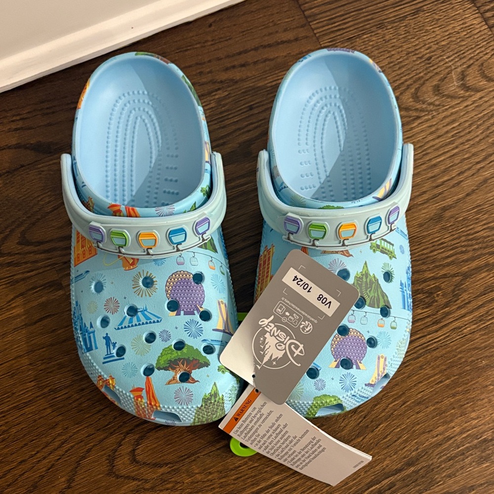 CROCS adult Light Blue DISNEY Print Clogs